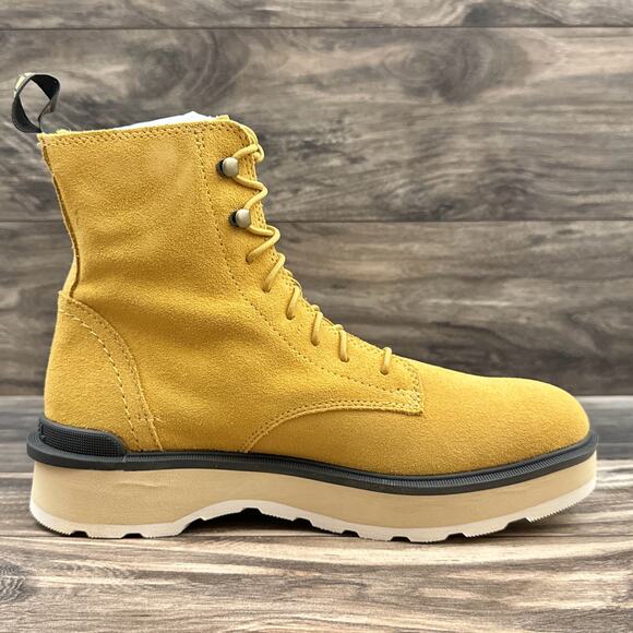 NIB Sorel Hi Line Lace 9.5 Waterproof Leather Lug Sole Combat Boots Geo Yellow - Picture 7 of 14
